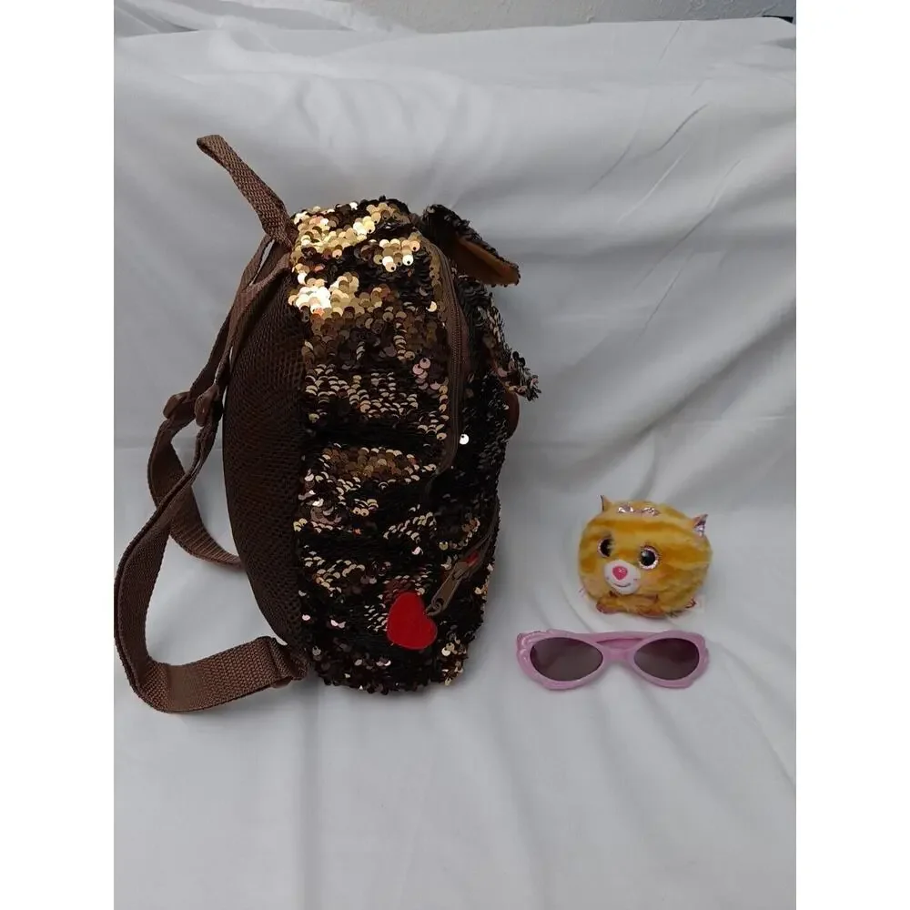 TY Girls Sequin Backpack Brutus Tabitha Kitty Sparkle Sunglasses 11X9